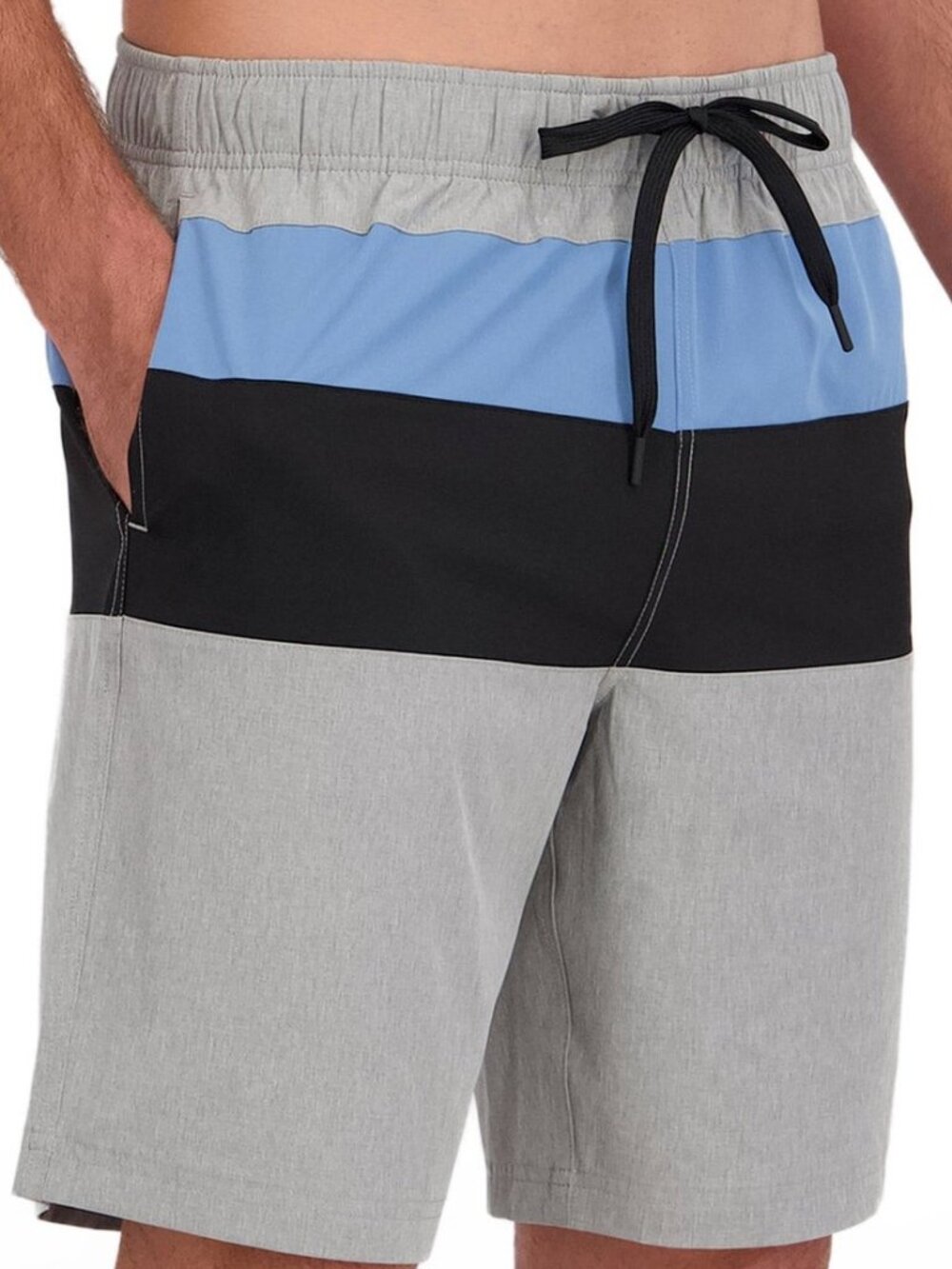 Nautica Men XXL (41-44) Blue/Gray Swim Short Trunks Quick Dry Performance NWT